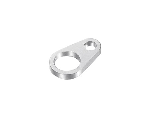 Fine blanked motor bracket with offset mounting geometry and clean edges
