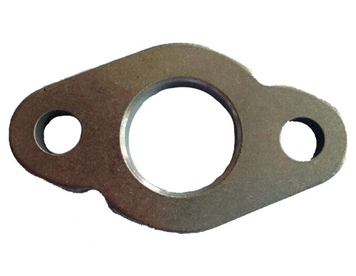 Fine blanked flange plate with smooth perpendicular edges and mounting holes